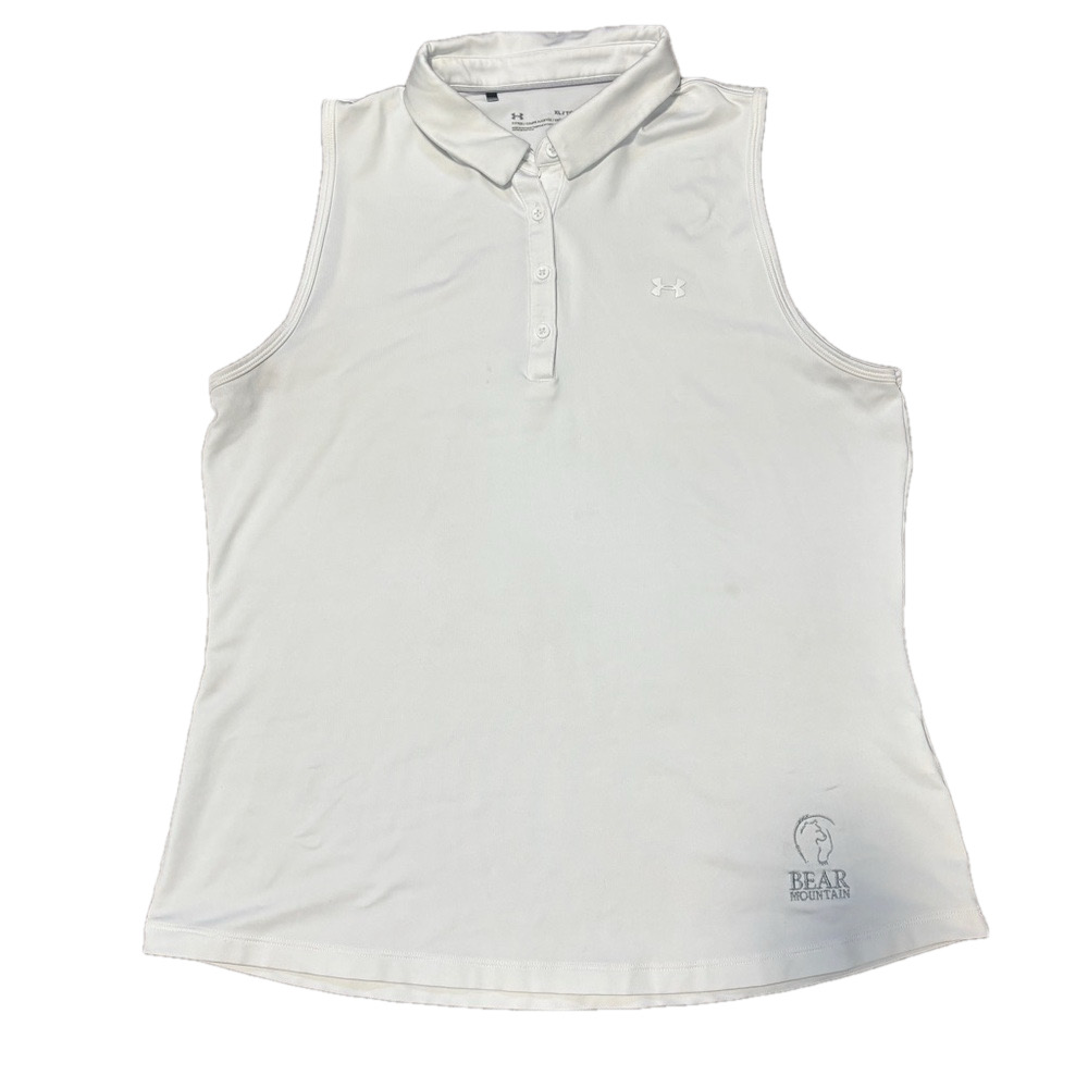 Under Armour Women's White Sleeveless Golf Polo Top Ladies XL